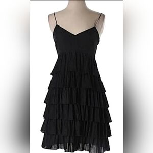 Club Monaco Black Pleated tiered ruffle empire waist cocktail party dress 4